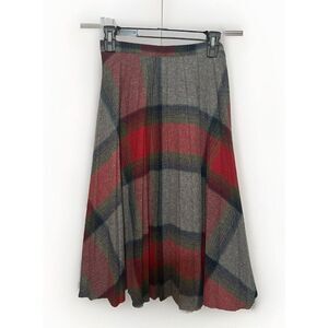Vintage Preppy 70s Wool Blend High Rise A-line Plaid Midi Skirt Size 7 ( Sm Med)